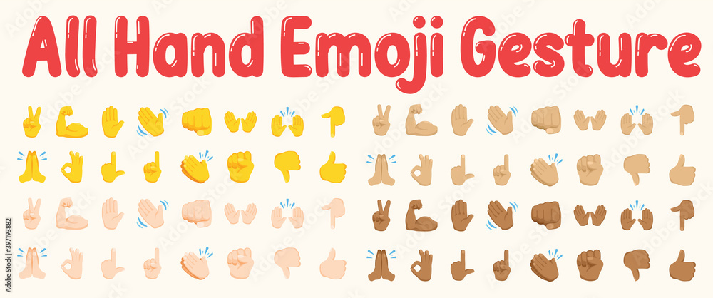 Hand Emoji Icon Set Hands Gestures Hand Emoticons Vector