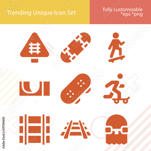 Simple set of tracks related filled icons.