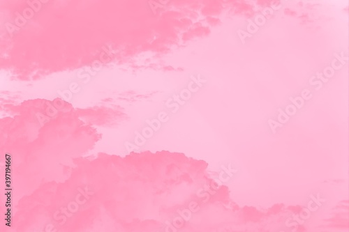 Pastel pink coral soft color sky background with clouds, copy space © kvitkanastroyu