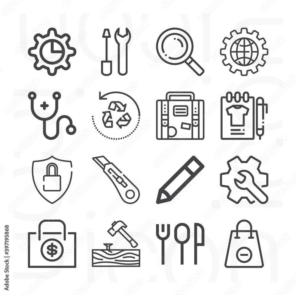 16 pack of department of lineal web icons set 16 pack of department of lineal web icons set