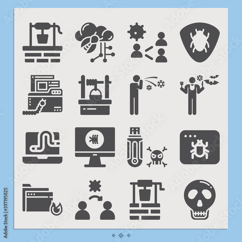 Simple set of asymptomatic related filled icons.