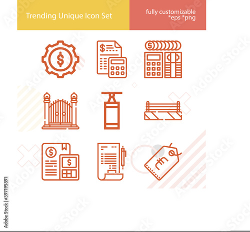 Simple set of toll related lineal icons.