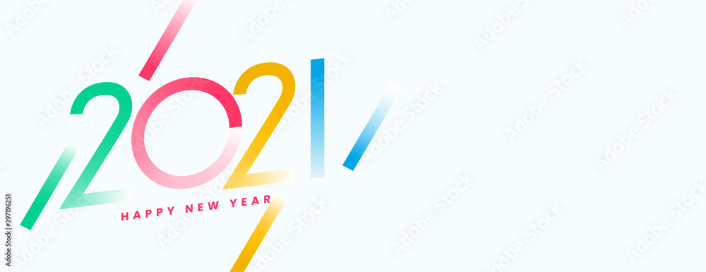 Stylish colorful happy new year 2021 on white background Stylish colorful happy new year 2021 on white background