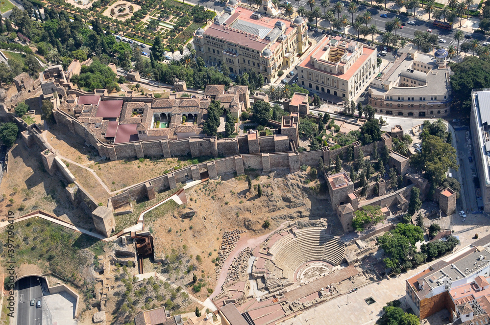 Foto aérea de la Alcazaba de Málaga, España
