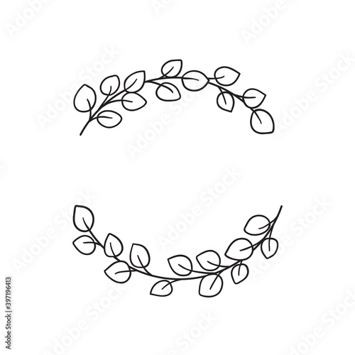 Hand drawn eucalyptus wreath vector illustration isolated on white background.