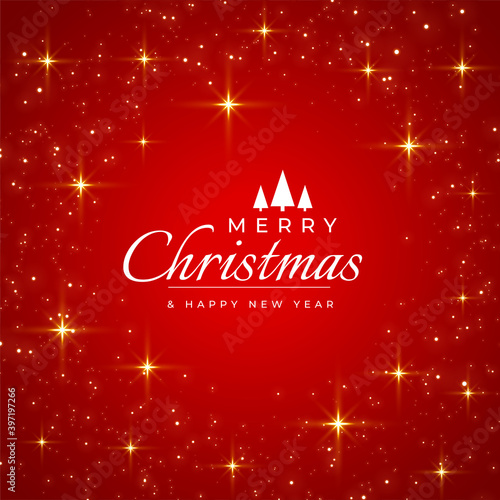 merry christmas red greeting card with sparkles