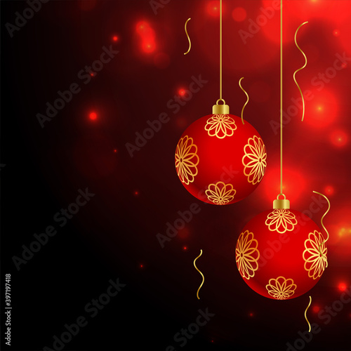 merry christmas celebration red decorative balls background