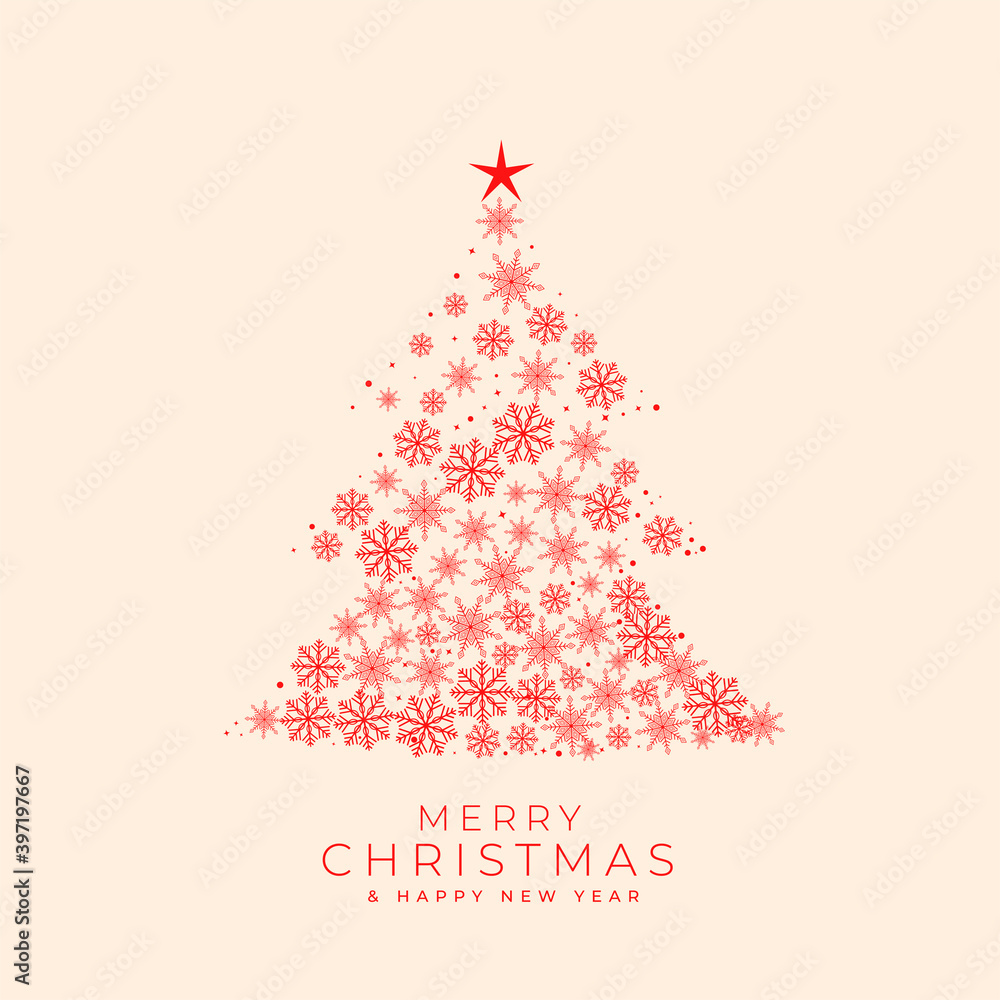 christmas tree made with snowflakes background design