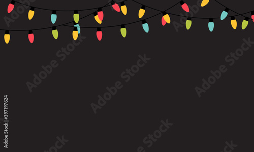 Hanging colorful garlands in flat design, vector art illustration.