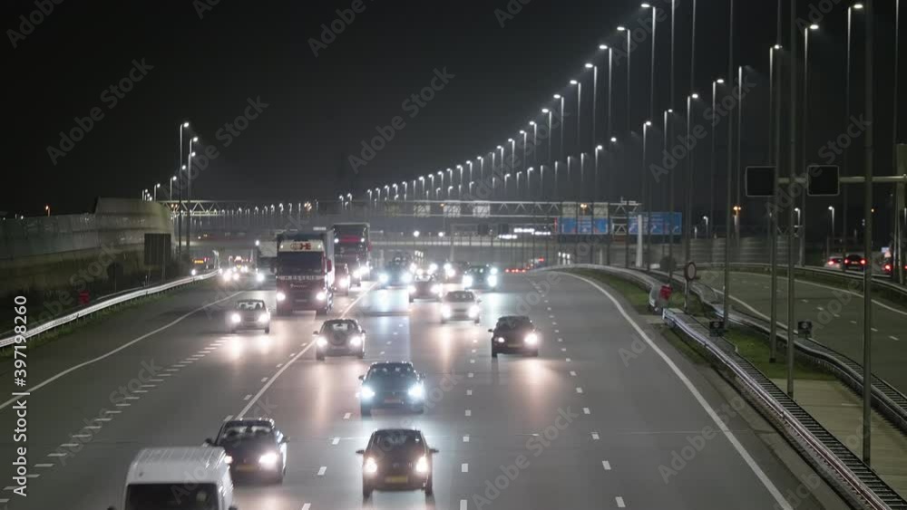 Light evening traffic on the A1 highway in The Netherlands Light evening traffic on the A1 highway in The Netherlands