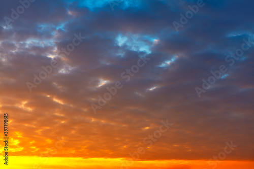 Cirrocumulus clouds in the dawn . Fantastic morning sky 