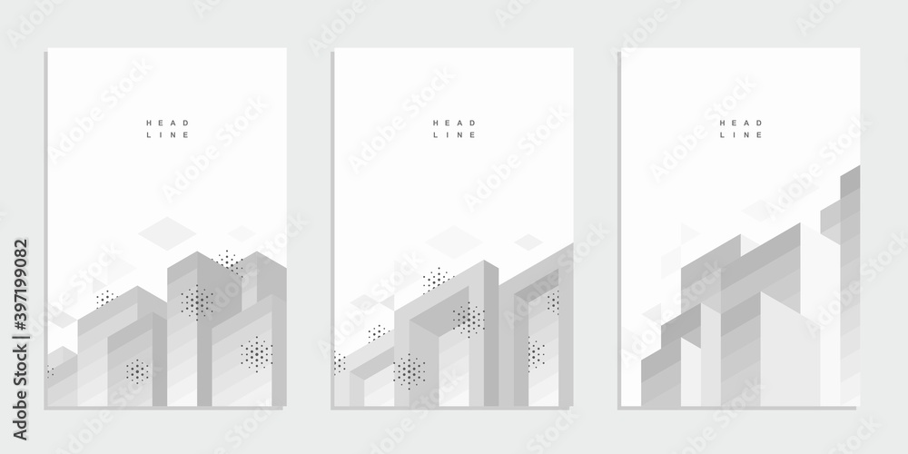 Abstract geometric technological banner. Architectural construction. Corporate identity flyer. Vector set background.