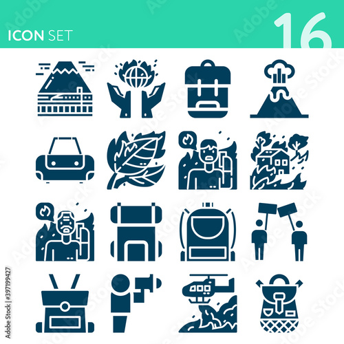Simple set of 16 icons related to assert
