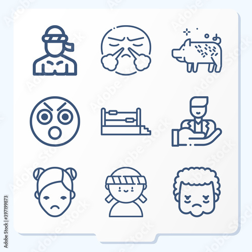 Canvas Print Simple set of 9 icons related to angry