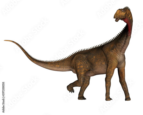 Mesiasaurus dinosaur walking isolated in white background - 3D render