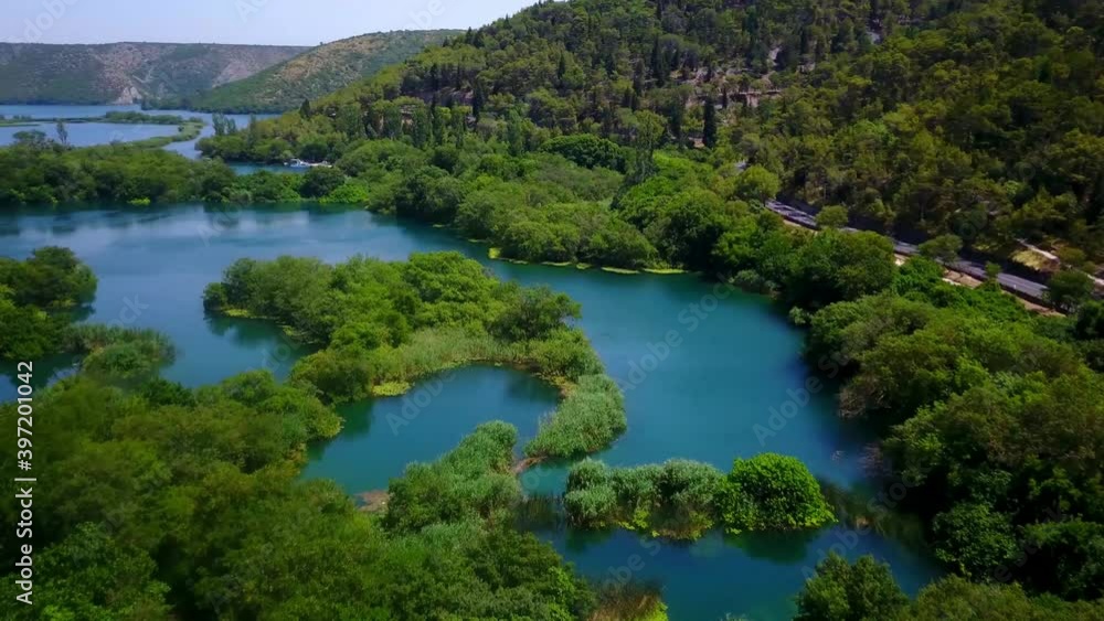 Flight over the upper lakes of Krka National Park Waterfalls 4K Flight over the upper lakes of Krka National Park Waterfalls 4K