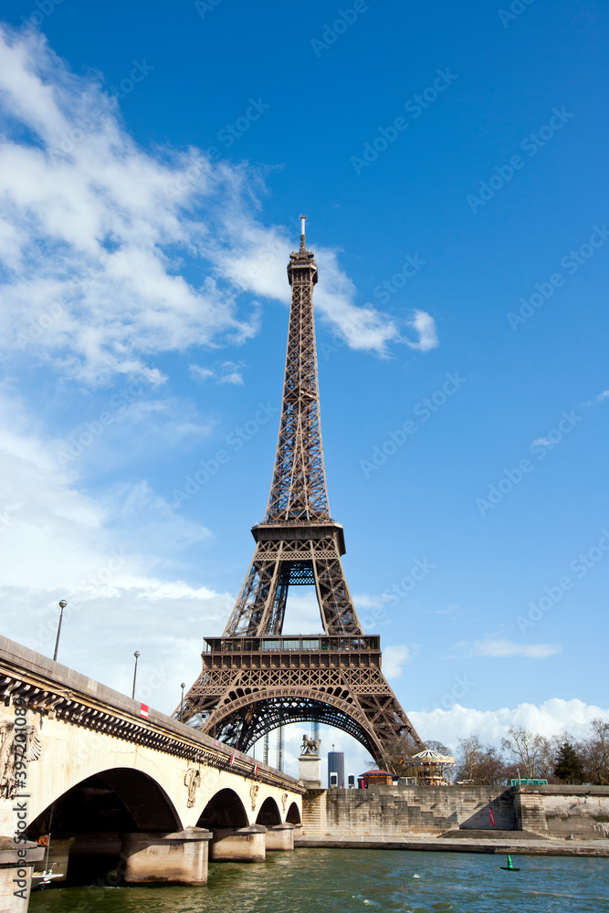 Eiffel Tower and River Seine in Paris, France