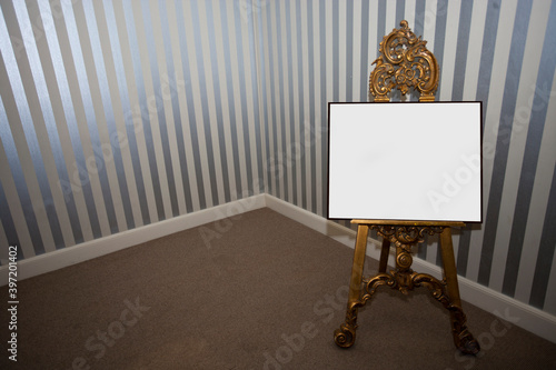 Blank sign board on easel