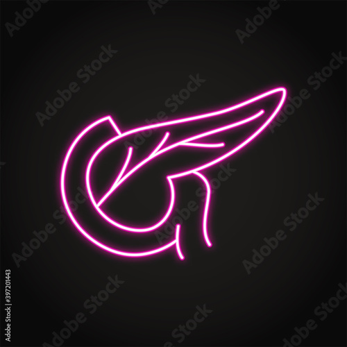 Neon human pankreas icon in line style