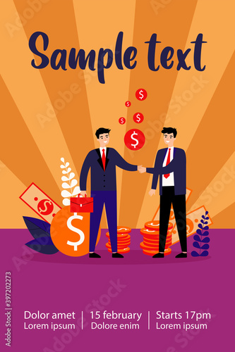 Business partners handshake. Businesspeople shaking hands with each other, finishing negotiations, closing agreement. Can be used for business success, partnership, teamwork concept