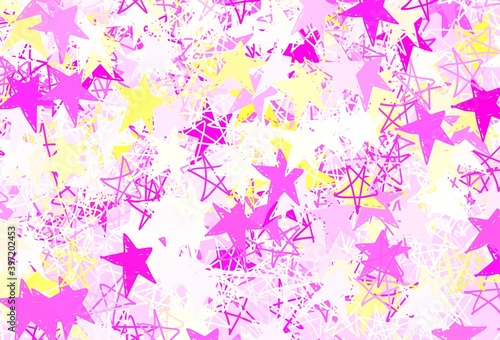 Light Pink, Yellow vector pattern with christmas stars.