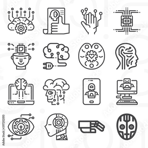 16 pack of affected  lineal web icons set
