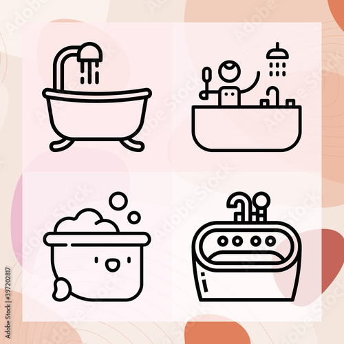 Simple set of shower stall related lineal icons