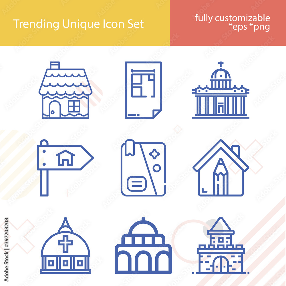 Simple set of residence related lineal icons.