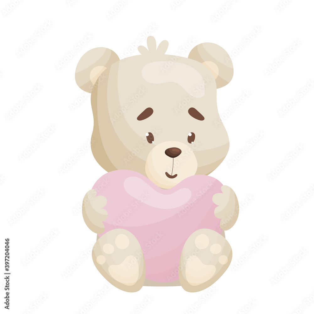 Cute cartoon Teddy bear with big heart for Valentines day. Vector illustration Cute cartoon Teddy bear with big heart for Valentines day. Vector illustration