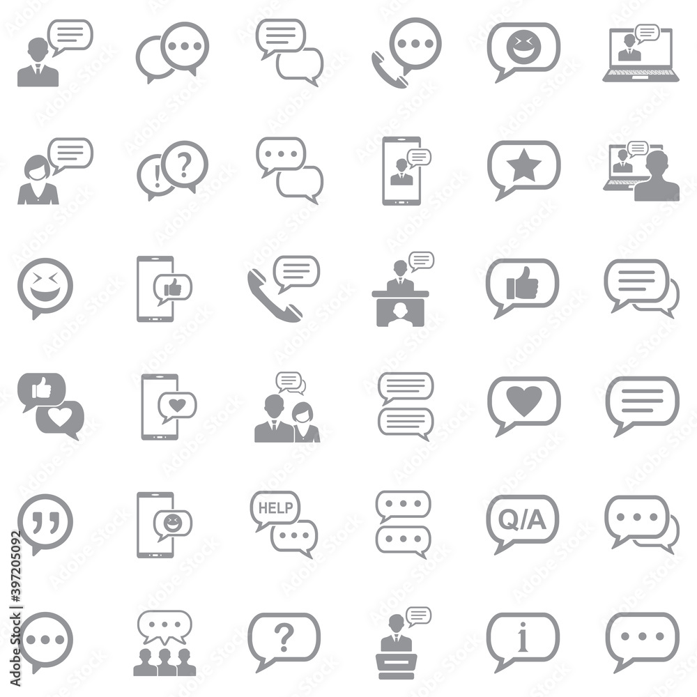 Message And Chat Icons. Gray Flat Design. Vector Illustration. Message And Chat Icons. Gray Flat Design. Vector Illustration.