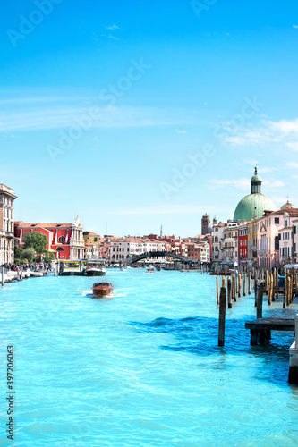 Summer in Venice, Italy. Grand canal. View of old buildings, narrow streets and bridges. Monuments of one of the most beautiful cities in Italy. © Katarzyna