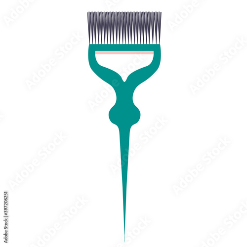 Cosmetic plastic brush for hair coloring. Vector illustration on white background.