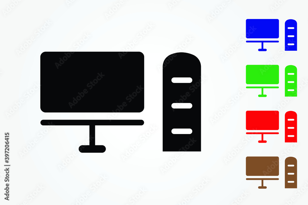 Modern desktop computer icon on white background Modern desktop computer icon on white background