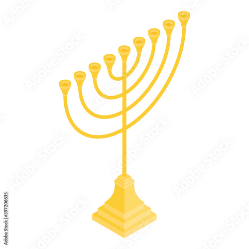 Menorah vector icon. Candelstick for hanuka, happy new year symbol. Biblical candelabrum.