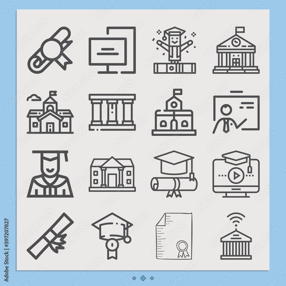 Simple set of faculties related lineal icons.