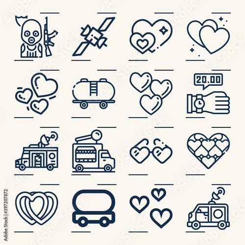 Simple set of black maria related lineal icons.