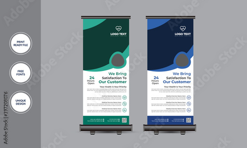 Medical Roll Up Banner Design Template vector illustration Design.