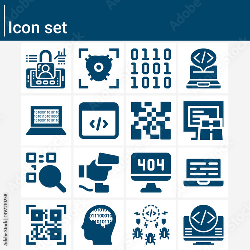 Simple set of coding system related filled icons.