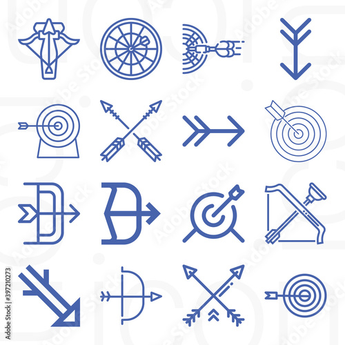 16 pack of archery  lineal web icons set