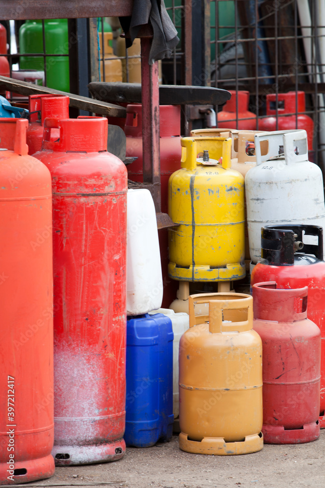 Close-up view of Gas canisters Close-up view of Gas canisters