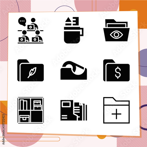 Simple set of 9 icons related to boolean