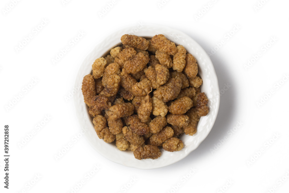 Dried mulberry isolated on white Dried mulberry isolated on white
