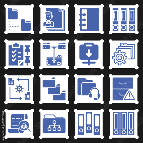 16 pack of bureaucracy  filled web icons set