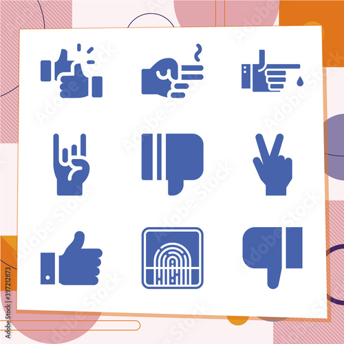 Simple set of 9 icons related to linear unit