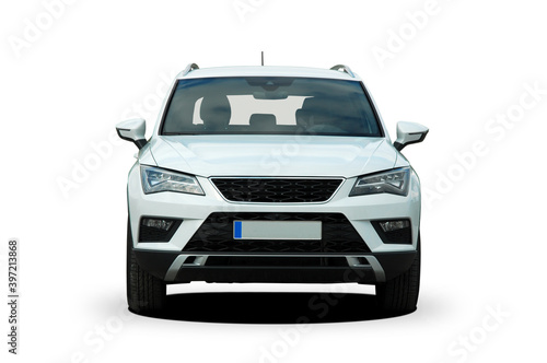 SUV on a white background, front view