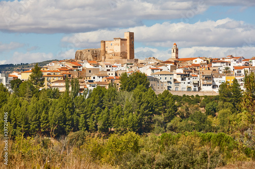 Picturesque village with medieval castle. Cofrentes, Valencia. Spain photo