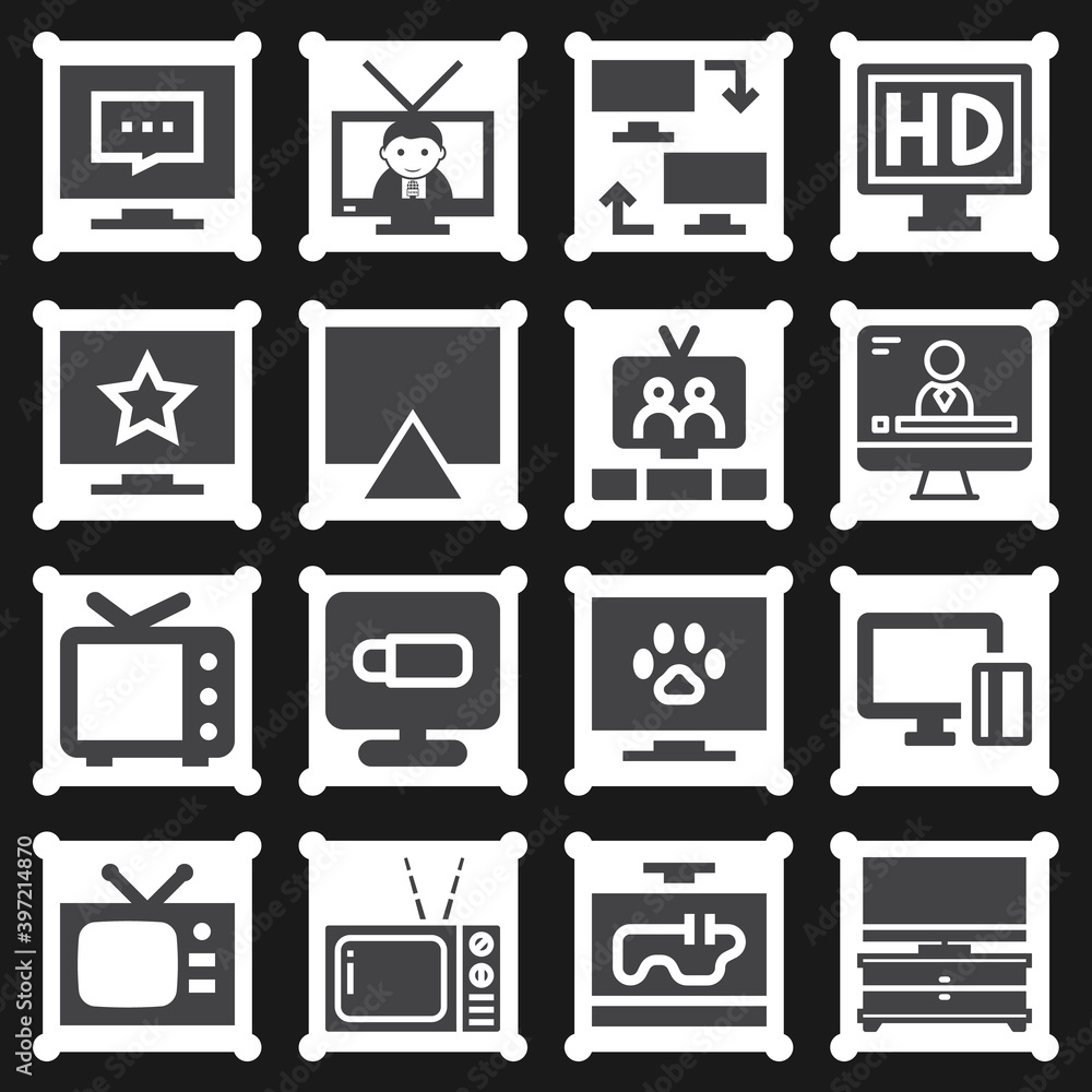 16 pack of cable system filled web icons set 16 pack of cable system filled web icons set