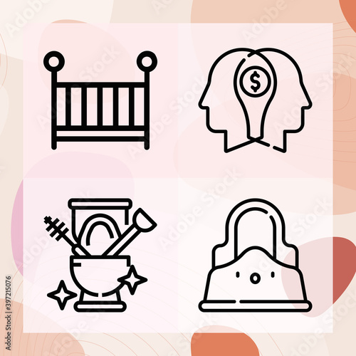 Simple set of fall flat related lineal icons