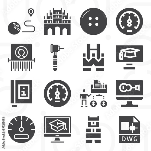 16 pack of holes  filled web icons set
