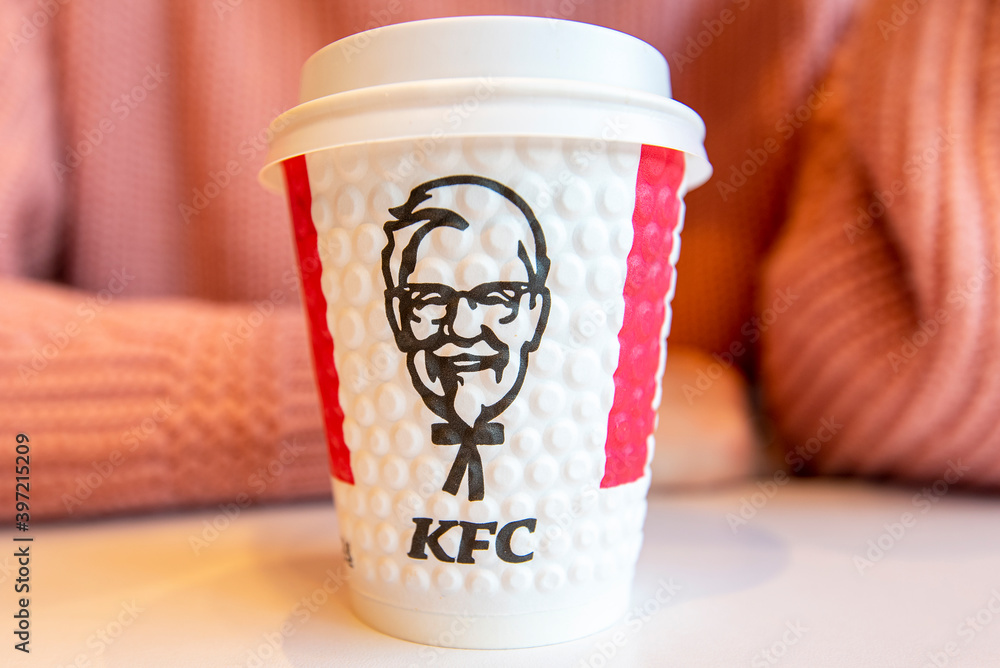MOSCOW - DEC 02: Paper cup with KFC logotype at KFC restaurant in ...